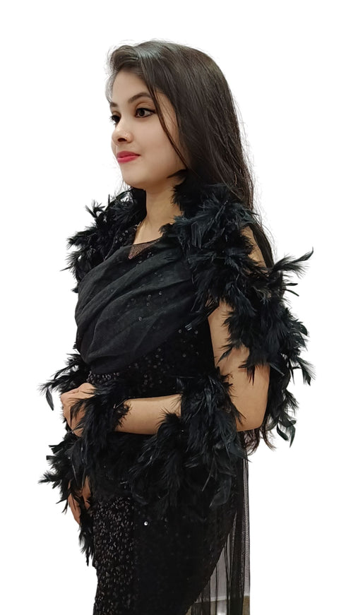BookMyCostume Fluffy Feather Boa Stole | Soft Feathers Scarf Evening Dress Accessory for Girls | Perfect for Dance Accessory, Costume Parties & Stylish Feather Dress Look